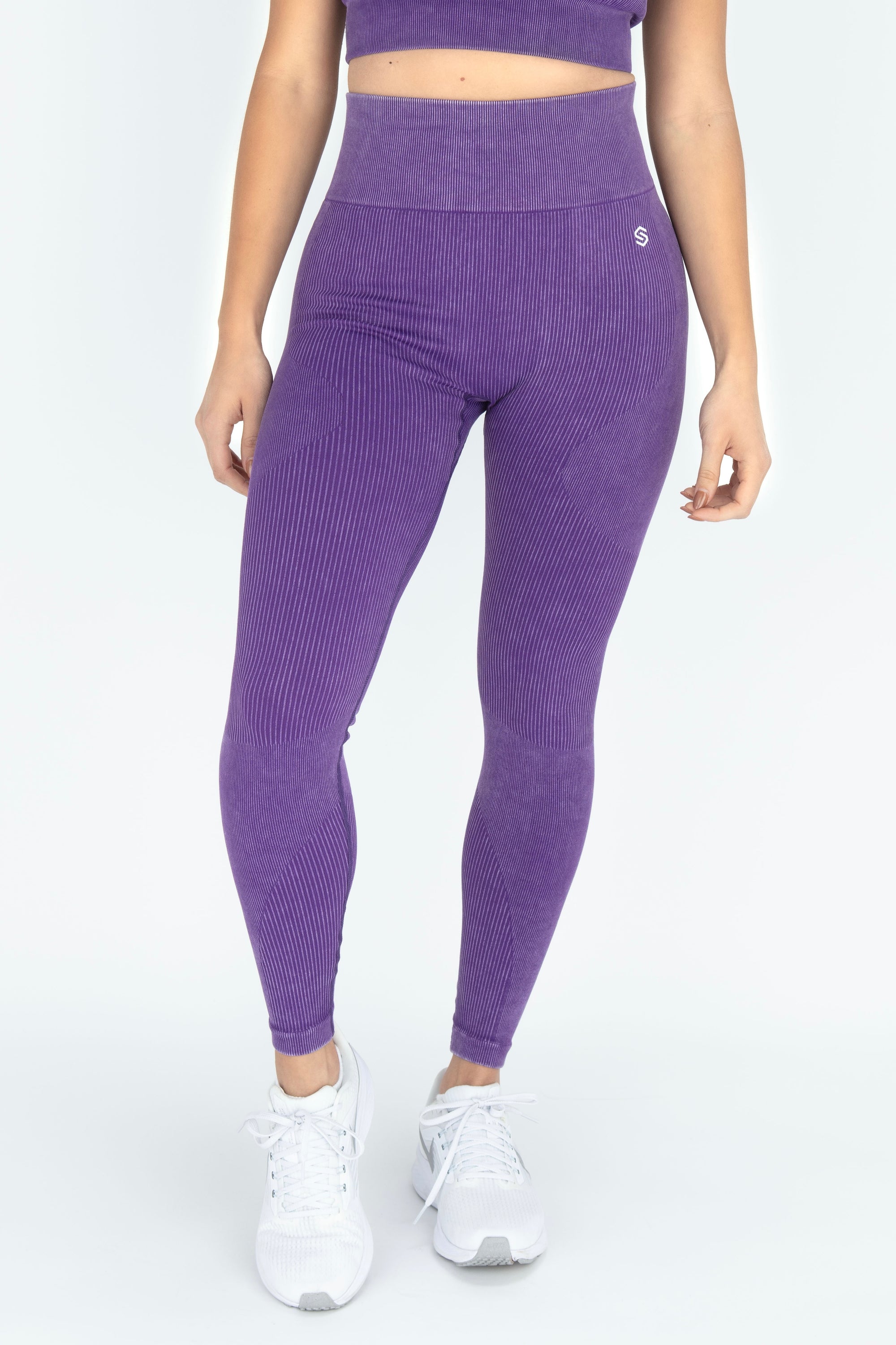 Buy the Womens Purple Ruched Hem Pull-On Activewear Ankle Leggings Size 6
