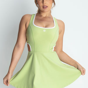 Crossed Back Side Tennis Dress - Lime Green