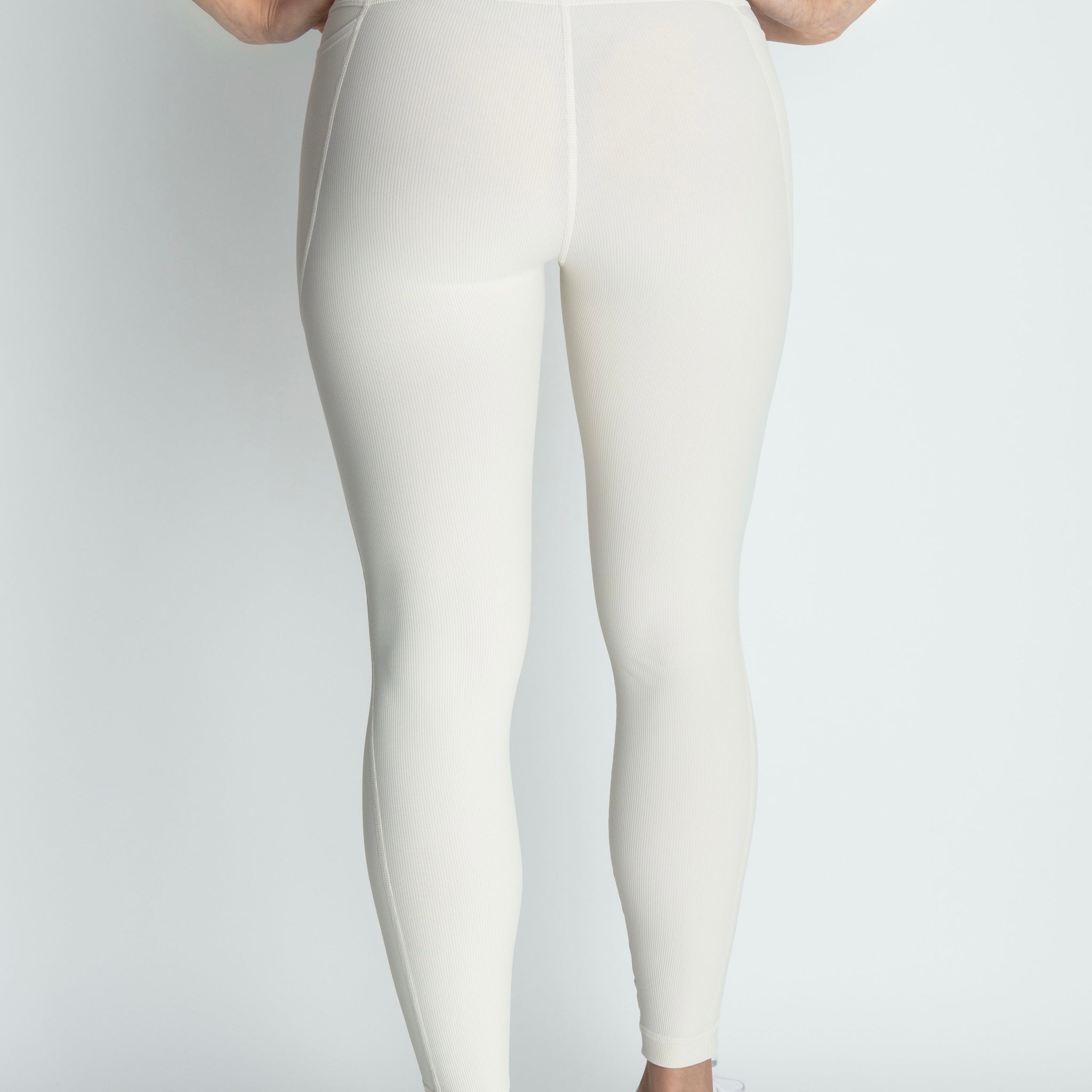 In Control High Waist Ribbed Leggings in Ivory